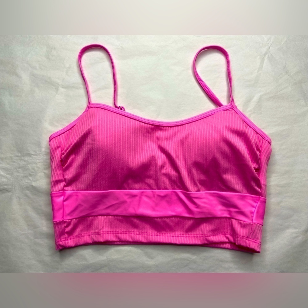 Salt +Cove Peony Pink Satiny Ribbed Bikini Top Size Small